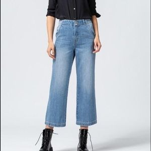 Vervet Jeans High Rise Elastic Waist Crop Wide Leg Denim Womens 32